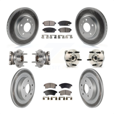 Front Rear Hub Bearings Assembly Coated Disc Brake Rotors And Ceramic Pads Kit (10Pc) For 2014-2015 Chevrolet Cruze DIESEL engine With 15" Factory Wheels KBB-123512 by Transit Auto