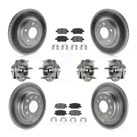 Front Rear Hub Bearings Assembly Coated Disc Brake Rotors And Semi-Metallic Pads Kit (10Pc) For 2017-2018 Buick LaCrosse AWD With 16" Factory Wheels KBB-123568 by Transit Auto