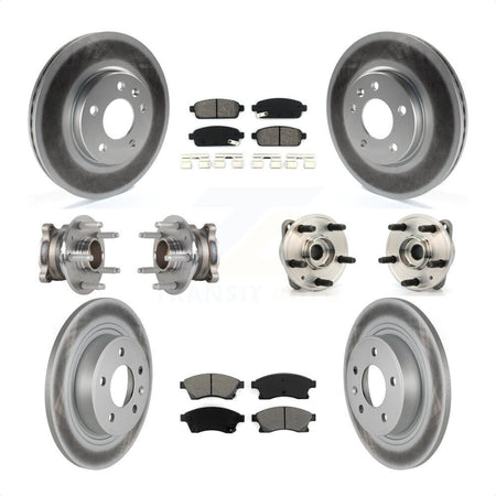 Front Rear Hub Bearings Assembly Coated Disc Brake Rotors And Semi-Metallic Pads Kit (10Pc) For 2014-2015 Chevrolet Cruze DIESEL engine With 15" Factory Wheels KBB-123570 by Transit Auto