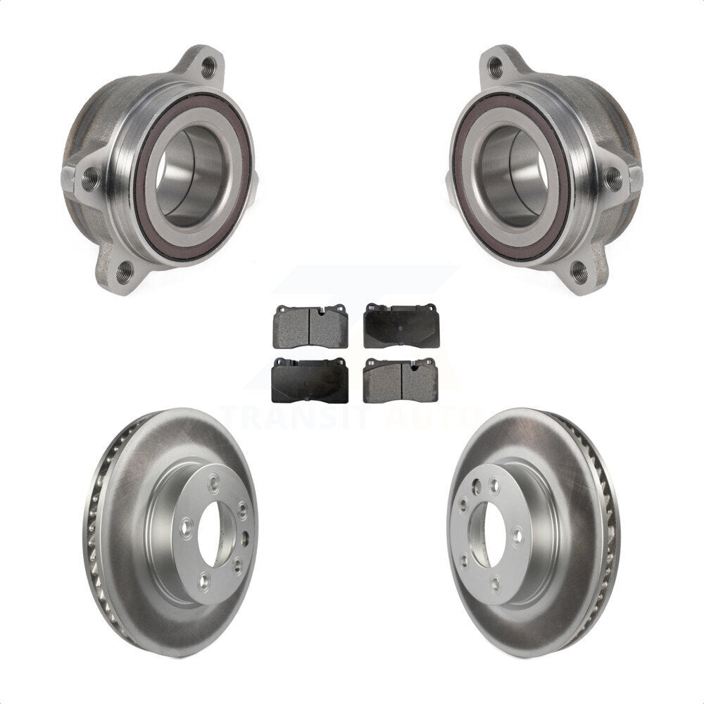 Front Hub Bearing Assembly With Coated Disc Brake Rotors And Semi-Metallic Pads Kit For 2011-2015 Volkswagen Touareg 330mm Diameter Rotor KBB-123578 by Transit Auto