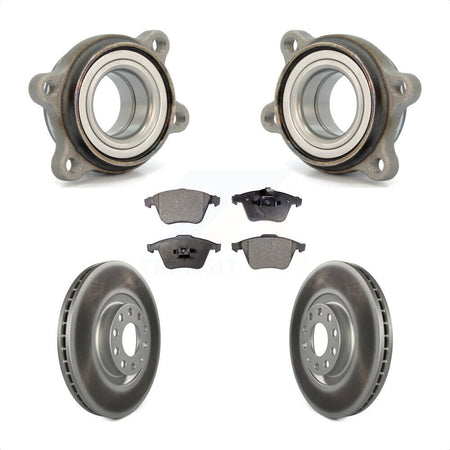Front Hub Bearing Assembly With Coated Disc Brake Rotors And Semi-Metallic Pads Kit For 2002-2004 Audi A6 Quattro 321mm Diameter Rotor Single Piston Caliper KBB-123592 by Transit Auto