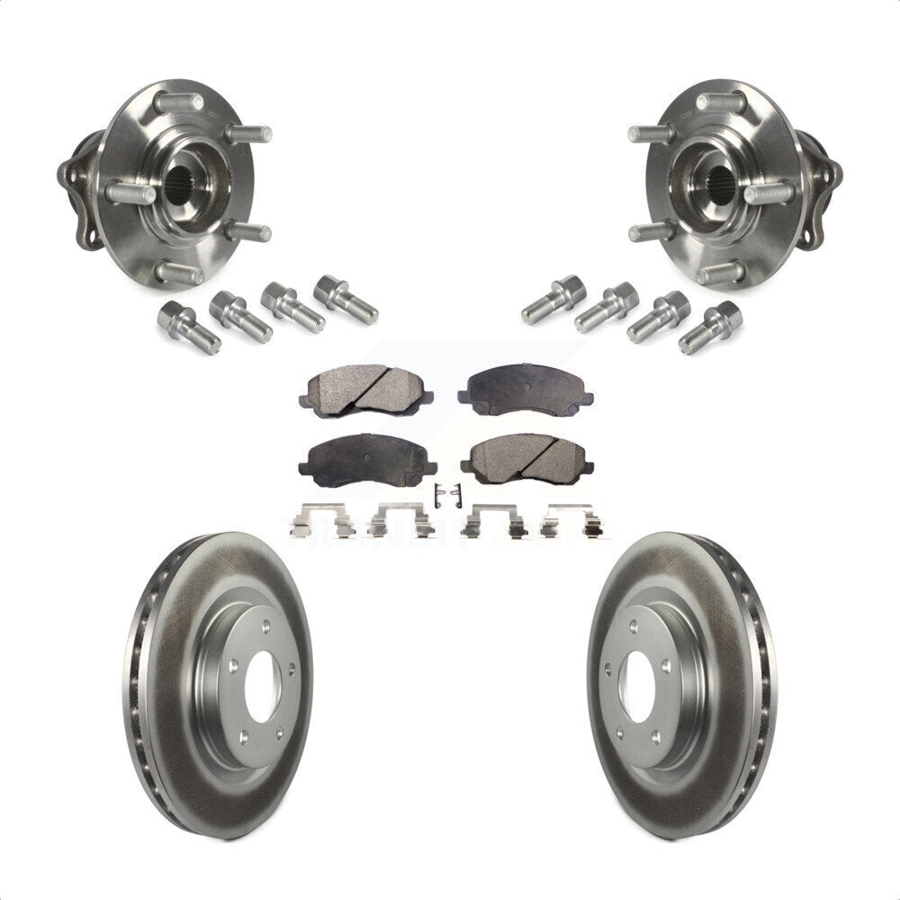 Front Hub Bearing Assembly With Coated Disc Brake Rotors And Semi-Metallic Pads Kit For 2011-2012 Mitsubishi RVR 4WD KBB-123595 by Transit Auto