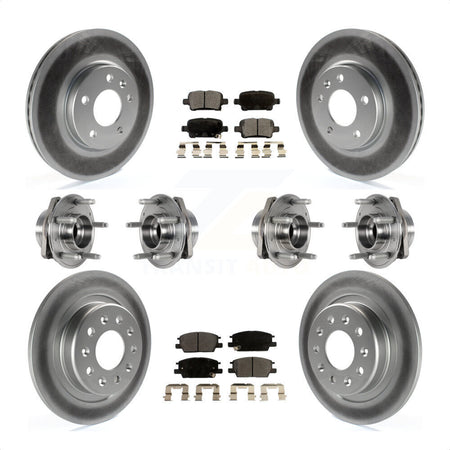 Front Rear Hub Bearings Assembly Coated Disc Brake Rotors And Semi-Metallic Pads Kit (10Pc) For 2017-2018 Buick LaCrosse AWD With 16" Factory Wheels KBB-123608 by Transit Auto