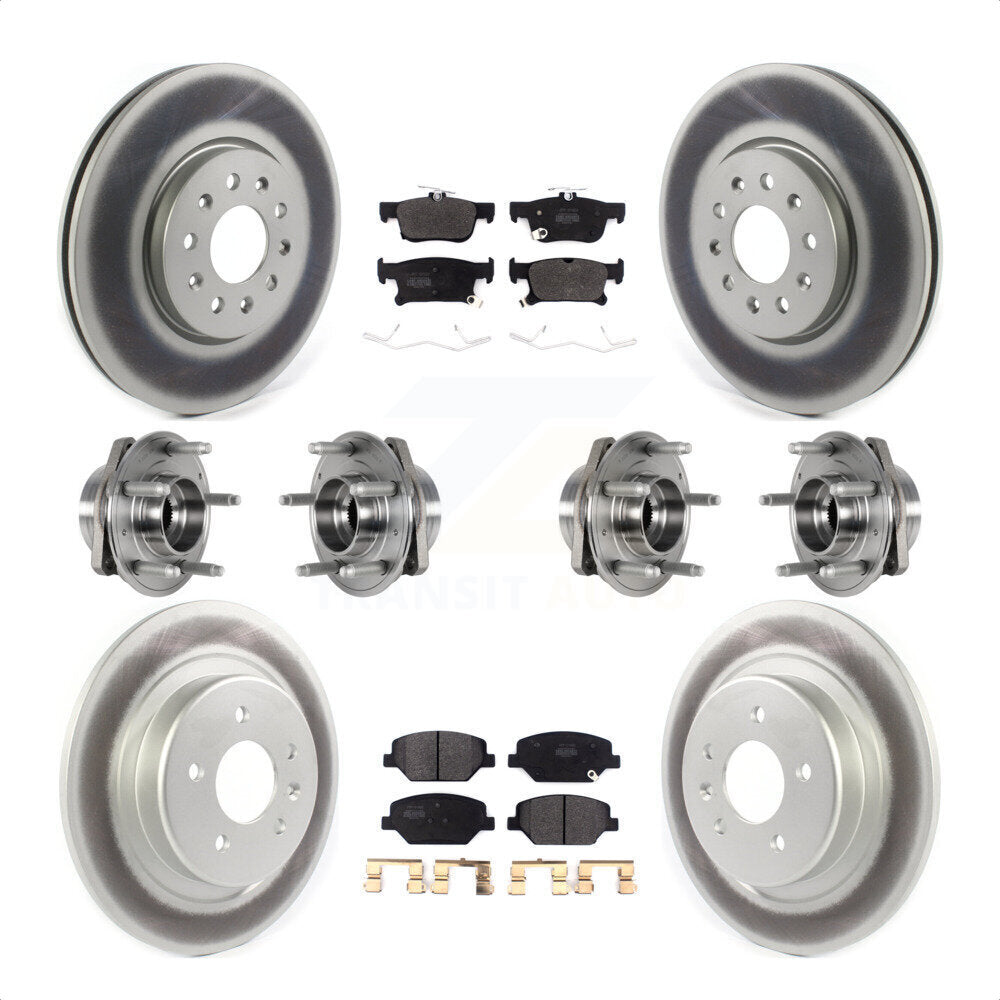 Front Rear Hub Bearings Assembly Coated Disc Brake Rotors And Semi-Metallic Pads Kit (10Pc) For Buick Envision With 315mm Diameter Rotor KBB-123610 by Transit Auto