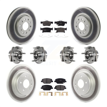 Front Rear Hub Bearings Assembly Coated Disc Brake Rotors And Semi-Metallic Pads Kit (10Pc) For Buick Envision With 315mm Diameter Rotor KBB-123610 by Transit Auto