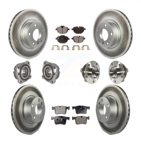 Front Rear Hub Bearings Assembly Coated Disc Brake Rotors And Semi-Metallic Pads Kit (10Pc) For BMW X3 X4 KBB-123619 by Transit Auto
