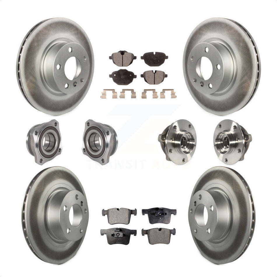 Front Rear Hub Bearings Assembly Coated Disc Brake Rotors And Semi-Metallic Pads Kit (10Pc) For BMW X3 X4 KBB-123619 by Transit Auto