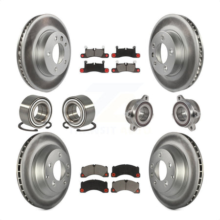 Front Rear Wheel Hub Bearings Assembly Coated Disc Brake Rotors And Ceramic Pads Shoes Kit (10Pc) For 2016 Volkswagen Touareg KBB-123638 by Transit Auto