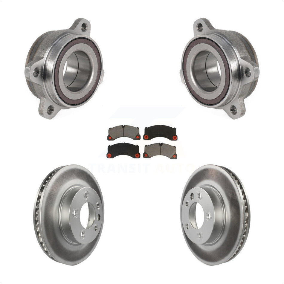 Front Hub Bearing Assembly With Coated Disc Brake Rotors And Ceramic Pads Kit For 2016 Volkswagen Touareg KBB-123644 by Transit Auto
