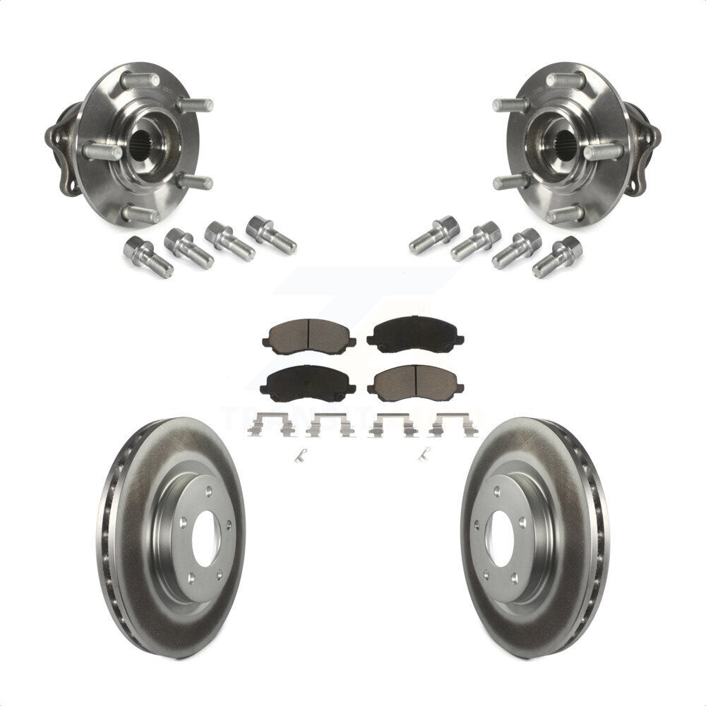 Front Hub Bearing Assembly With Coated Disc Brake Rotors And Ceramic Pads Kit For 2011-2012 Mitsubishi RVR 4WD KBB-123658 by Transit Auto