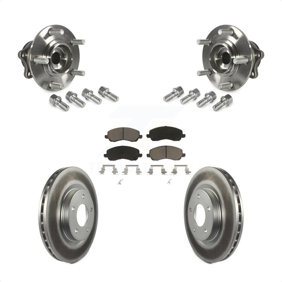 Front Hub Bearing Assembly With Coated Disc Brake Rotors And Ceramic Pads Kit For 2011-2012 Mitsubishi RVR 4WD KBB-123658 by Transit Auto