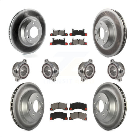 Front Rear Hub Bearings Assembly Coated Disc Brake Rotors And Ceramic Pads Kit (10Pc) For Porsche Cayenne KBB-123662 by Transit Auto