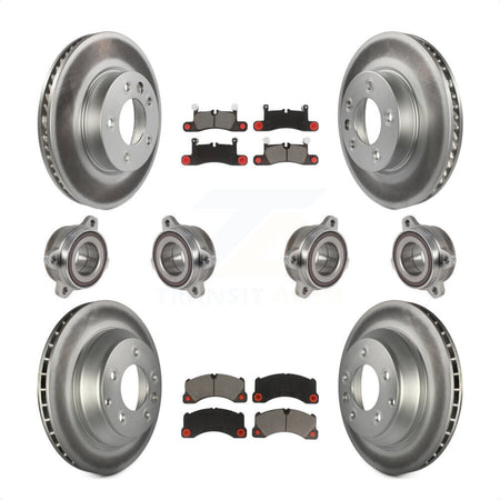 Front Rear Hub Bearings Assembly Coated Disc Brake Rotors And Ceramic Pads Kit (10Pc) For 2016 Volkswagen Touareg KBB-123664 by Transit Auto
