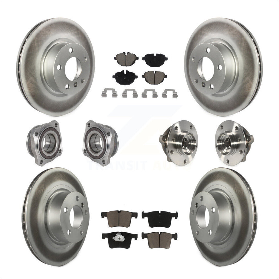 Front Rear Hub Bearings Assembly Coated Disc Brake Rotors And Ceramic Pads Kit (10Pc) For BMW X3 X4 KBB-123666 by Transit Auto