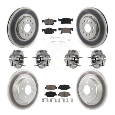 Front Rear Hub Bearings Assembly Coated Disc Brake Rotors And Ceramic Pads Kit (10Pc) For Buick Envision With 315mm Diameter Rotor KBB-123675 by Transit Auto