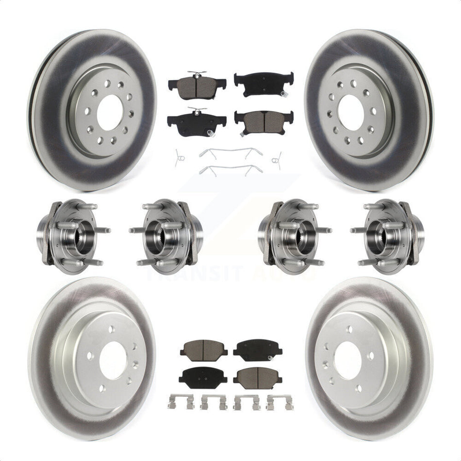 Front Rear Hub Bearings Assembly Coated Disc Brake Rotors And Ceramic Pads Kit (10Pc) For Buick Envision With 315mm Diameter Rotor KBB-123675 by Transit Auto