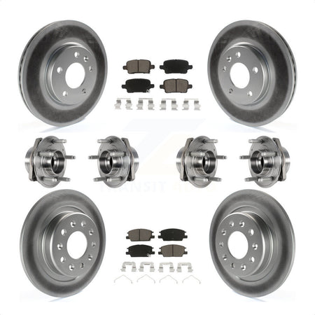 Front Rear Hub Bearings Assembly Coated Disc Brake Rotors And Ceramic Pads Kit (10Pc) For 2017-2018 Buick LaCrosse AWD With 16" Factory Wheels KBB-123678 by Transit Auto