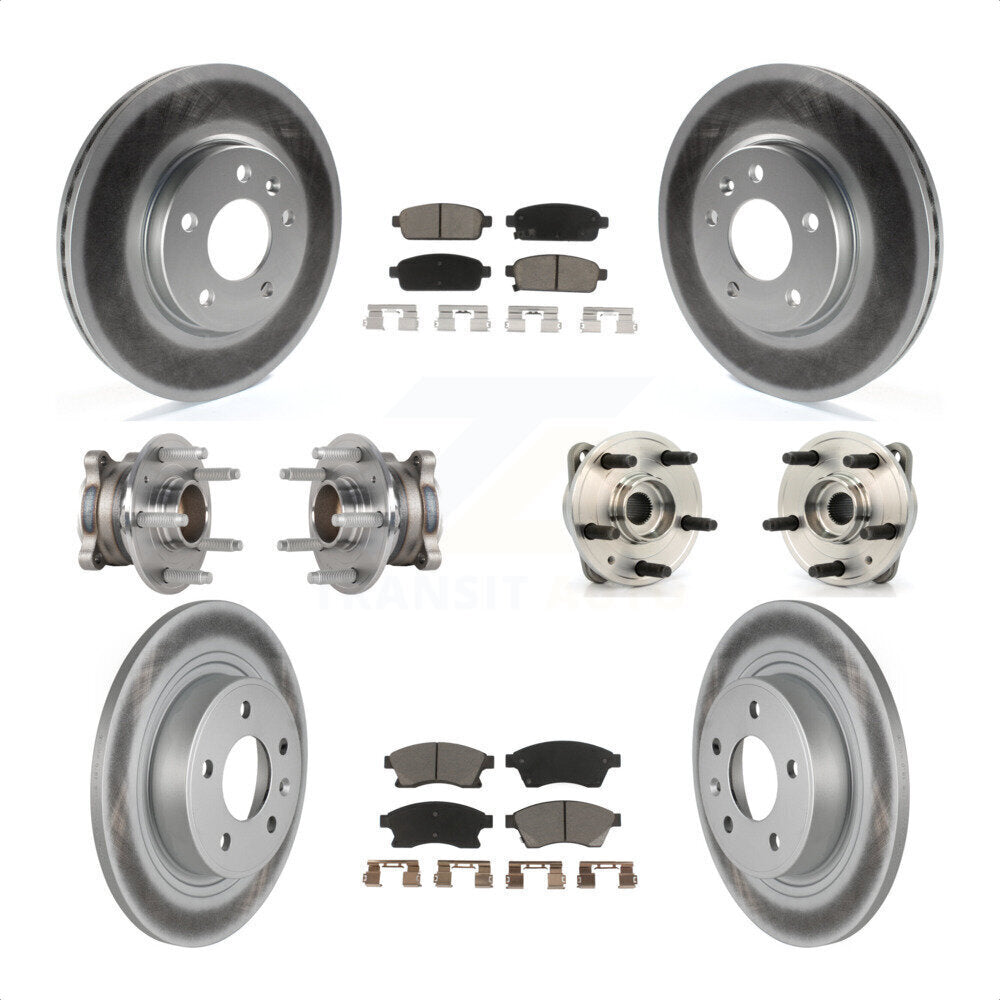 Front Rear Hub Bearings Assembly Coated Disc Brake Rotors And Ceramic Pads Kit (10Pc) For 2014-2015 Chevrolet Cruze DIESEL engine With 15" Factory Wheels KBB-123688 by Transit Auto