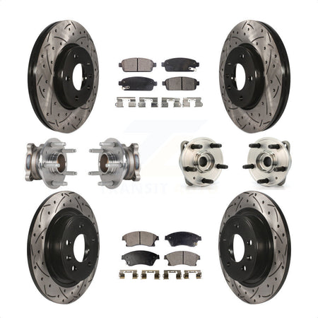 Front Rear Hub Bearings Assembly Coated Disc Brake Rotors And Semi-Metallic Pads Kit (10Pc) For 2014-2015 Chevrolet Cruze DIESEL engine With 15" Factory Wheels KBB-123805 by Transit Auto