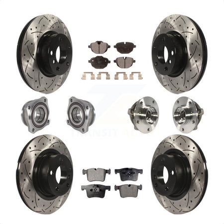 Front Rear Hub Bearings Assembly Coated Disc Brake Rotors And Semi-Metallic Pads Kit (10Pc) For BMW X3 X4 KBB-123807 by Transit Auto