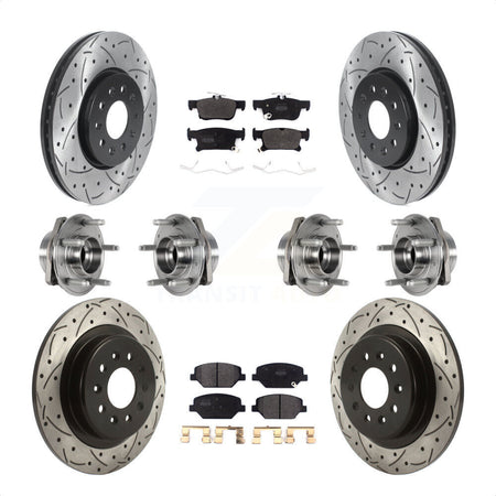 Front Rear Hub Bearings Assembly Coated Disc Brake Rotors And Semi-Metallic Pads Kit (10Pc) For Buick Envision With 315mm Diameter Rotor KBB-123816 by Transit Auto