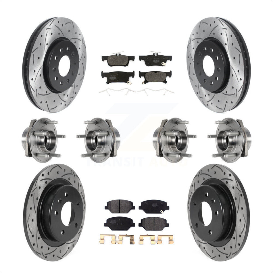 Front Rear Hub Bearings Assembly Coated Disc Brake Rotors And Semi-Metallic Pads Kit (10Pc) For Buick Envision With 288mm Diameter Rotor KBB-123817 by Transit Auto