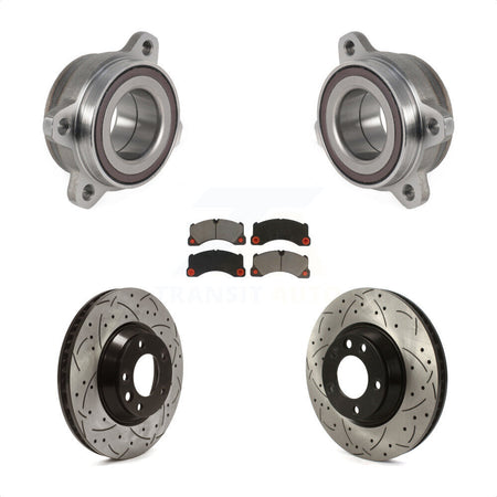Front Hub Bearing Assembly With Coated Drilled Slotted Disc Brake Rotors And Ceramic Pads Kit For Porsche Cayenne KBB-123830 by Transit Auto