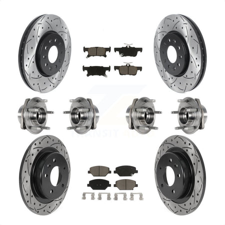 Front Rear Hub Bearings Assembly Coated Disc Brake Rotors And Ceramic Pads Kit (10Pc) For Buick Envision With 288mm Diameter Rotor KBB-123849 by Transit Auto