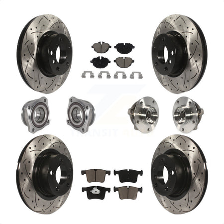 Front Rear Hub Bearings Assembly Coated Disc Brake Rotors And Ceramic Pads Kit (10Pc) For BMW X3 X4 KBB-123857 by Transit Auto