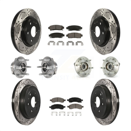 Front Rear Hub Bearings Assembly Coated Disc Brake Rotors And Ceramic Pads Kit (10Pc) For 2017 Buick Enclave AWD KBB-123865 by Transit Auto