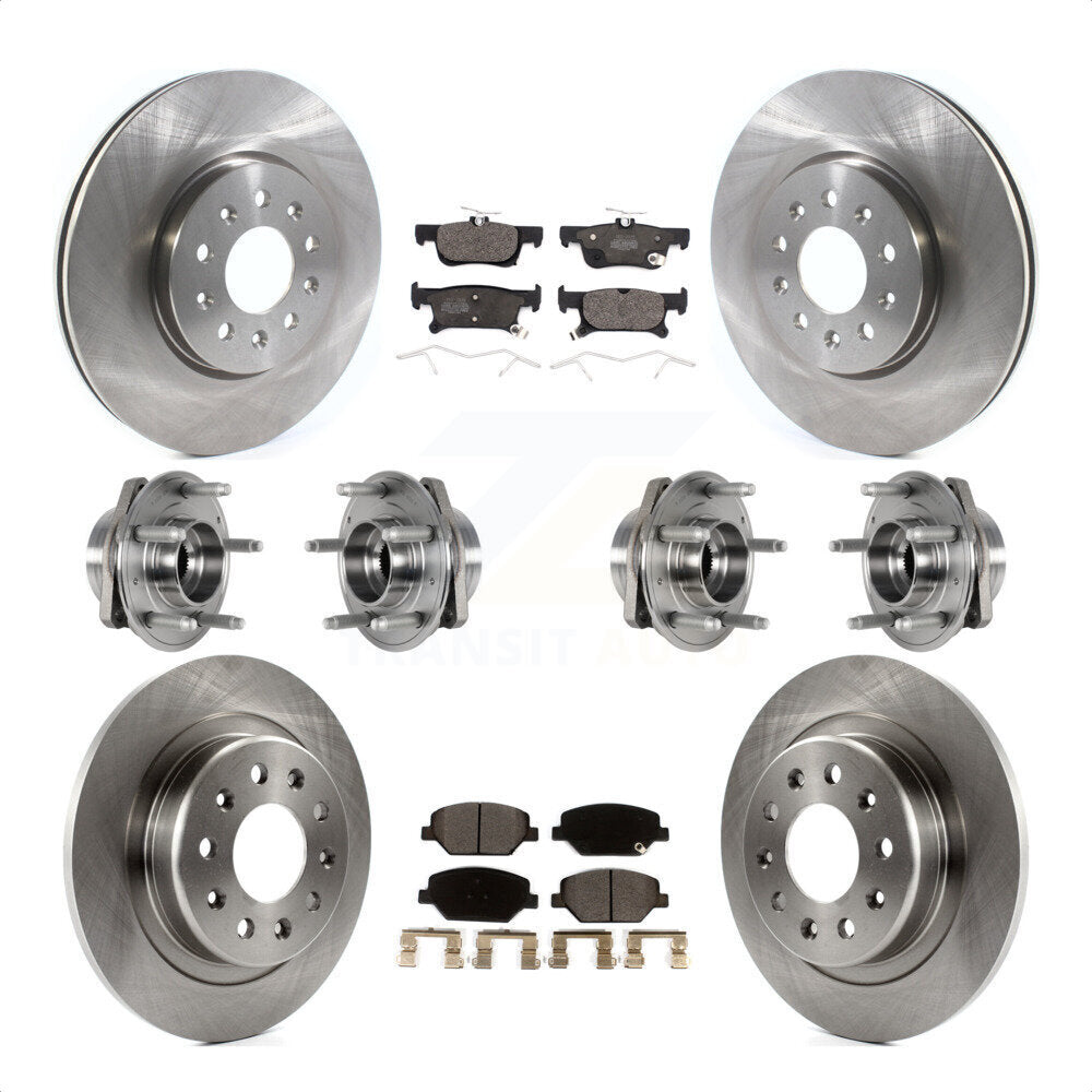Front Rear Hub Bearings Assembly Disc Brake Rotors And Ceramic Pads Kit (10Pc) For Buick Envision With 288mm Diameter Rotor KBB-123894 by Transit Auto