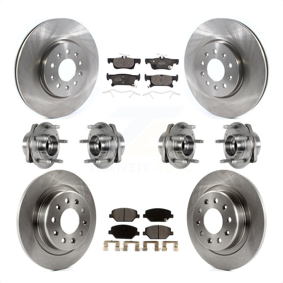 Front Rear Hub Bearings Assembly Disc Brake Rotors And Ceramic Pads Kit (10Pc) For Buick Envision With 288mm Diameter Rotor KBB-123894 by Transit Auto