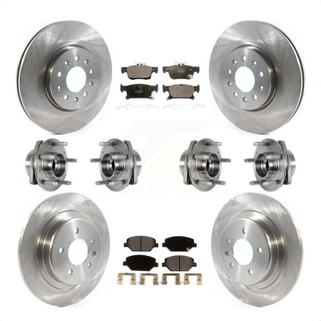 Front Rear Hub Bearings Assembly Disc Brake Rotors And Ceramic Pads Kit (10Pc) For Buick Envision With 315mm Diameter Rotor KBB-123895 by Transit Auto