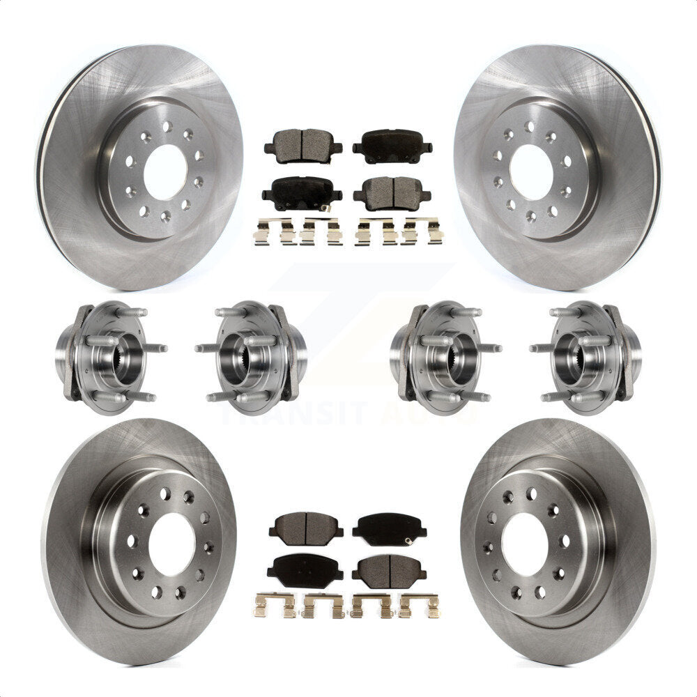 Front Rear Hub Bearings Assembly Disc Brake Rotors And Ceramic Pads Kit (10Pc) For 2017-2018 Buick LaCrosse AWD With 17" Factory Wheels KBB-123896 by Transit Auto
