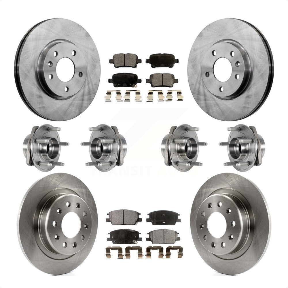 Front Rear Hub Bearings Assembly Disc Brake Rotors And Ceramic Pads Kit (10Pc) For 2017-2018 Buick LaCrosse AWD With 16" Factory Wheels KBB-123897 by Transit Auto