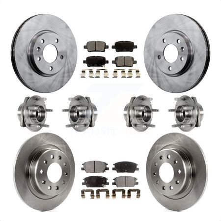 Front Rear Hub Bearings Assembly Disc Brake Rotors And Ceramic Pads Kit (10Pc) For 2017-2018 Buick LaCrosse AWD With 16" Factory Wheels KBB-123897 by Transit Auto