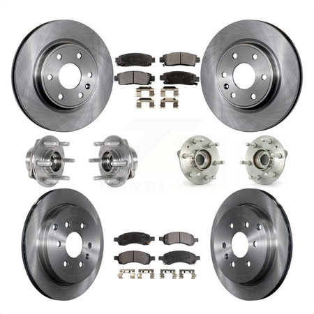 Front Rear Hub Bearings Assembly Disc Brake Rotors And Ceramic Pads Kit (10Pc) For 2017 Buick Enclave AWD KBB-123903 by Transit Auto