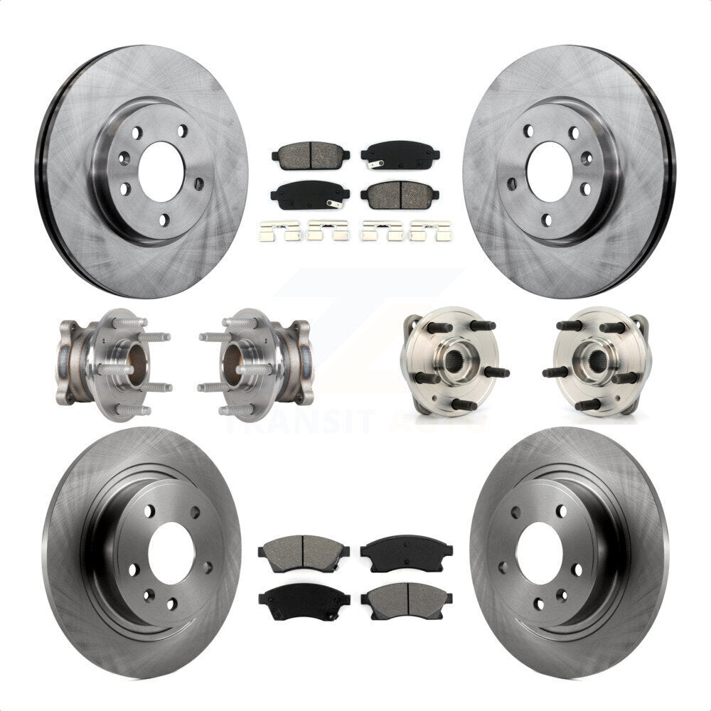 Front Rear Hub Bearings Assembly Disc Brake Rotors And Semi-Metallic Pads Kit (10Pc) For 2014-2015 Chevrolet Cruze DIESEL engine With 15" Factory Wheels KBB-123933 by Transit Auto