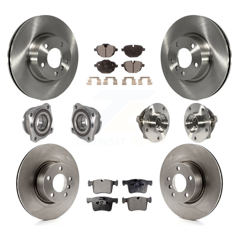 Front Rear Hub Bearings Assembly Disc Brake Rotors And Semi-Metallic Pads Kit (10Pc) For BMW X3 X4 KBB-123959