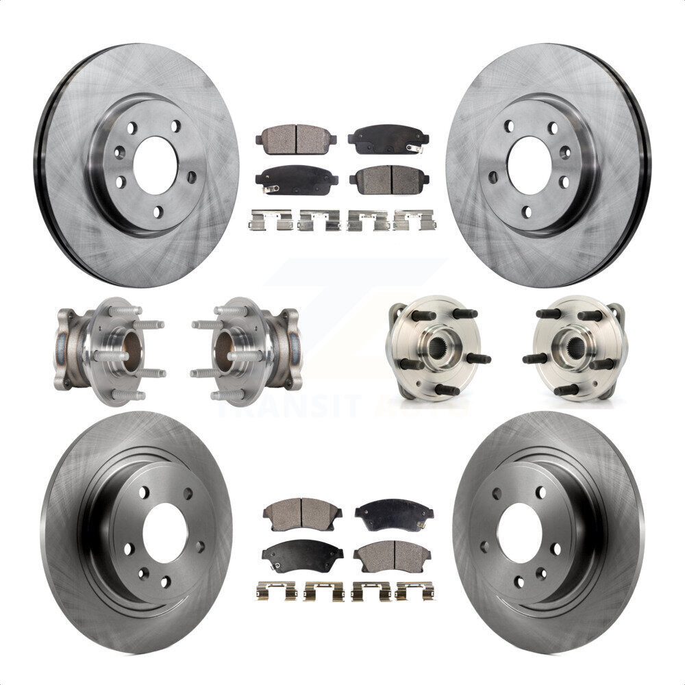 Front Rear Hub Bearings Assembly Disc Brake Rotors And Semi-Metallic Pads Kit (10Pc) For 2014-2015 Chevrolet Cruze DIESEL engine With 15" Factory Wheels KBB-123966 by Transit Auto
