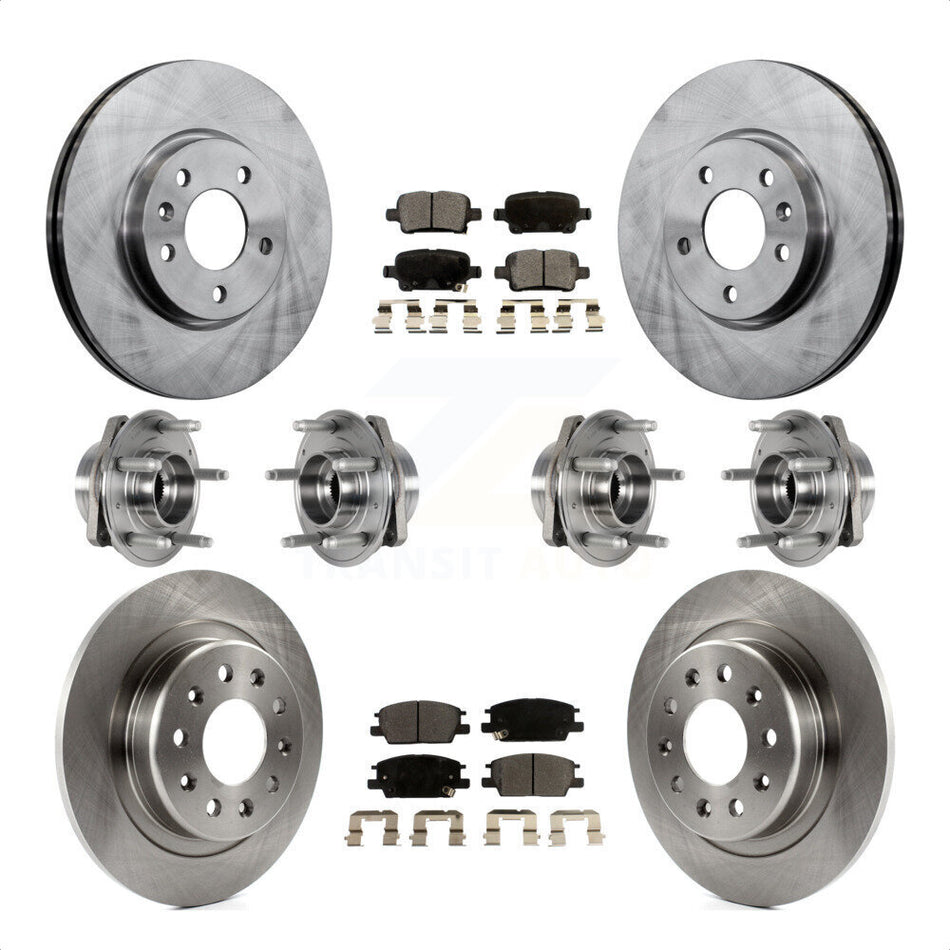 Front Rear Hub Bearings Assembly Disc Brake Rotors And Semi-Metallic Pads Kit (10Pc) For 2017-2018 Buick LaCrosse AWD With 16" Factory Wheels KBB-123970 by Transit Auto
