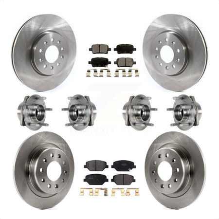 Front Rear Hub Bearings Assembly Disc Brake Rotors And Semi-Metallic Pads Kit (10Pc) For 2017-2018 Buick LaCrosse AWD With 17" Factory Wheels KBB-123971 by Transit Auto