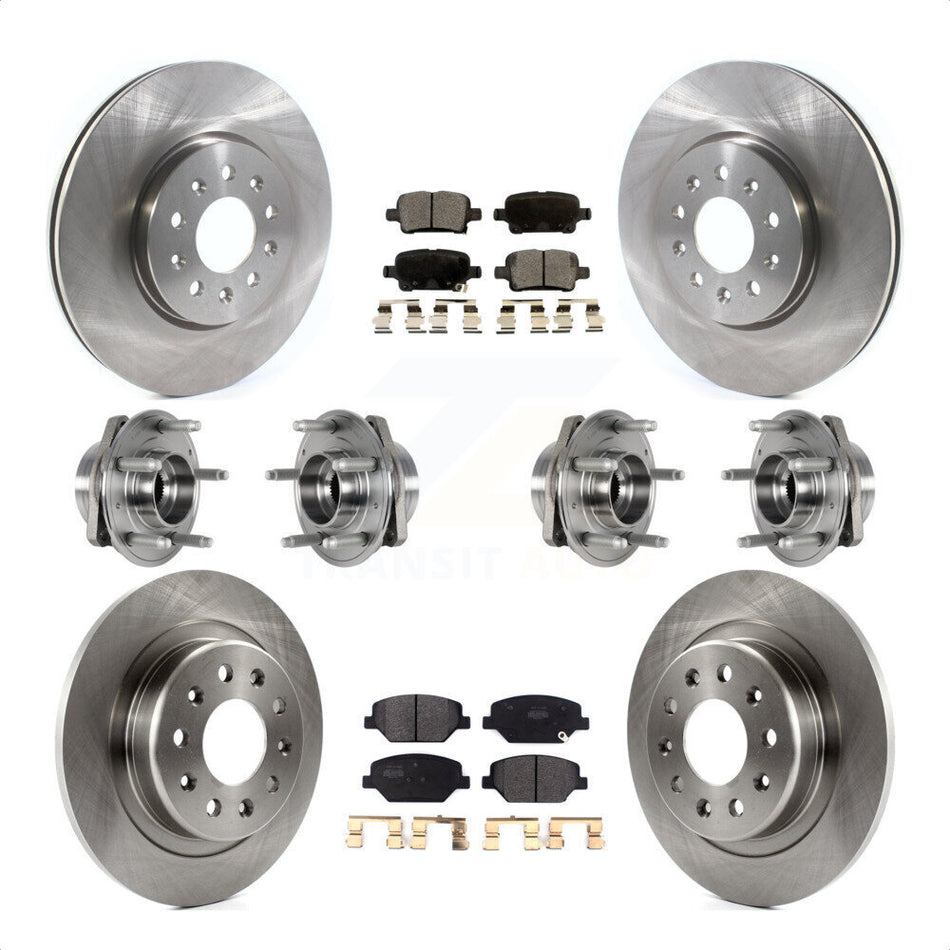 Front Rear Hub Bearings Assembly Disc Brake Rotors And Semi-Metallic Pads Kit (10Pc) For 2017-2018 Buick LaCrosse AWD With 17" Factory Wheels KBB-123971 by Transit Auto