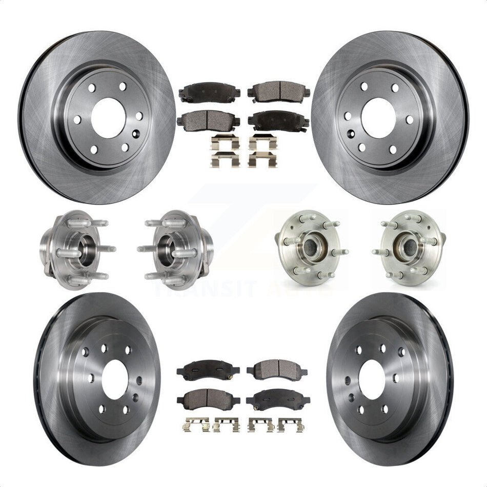 Front Rear Hub Bearings Assembly Disc Brake Rotors And Semi-Metallic Pads Kit (10Pc) For 2017 Buick Enclave AWD KBB-123973 by Transit Auto
