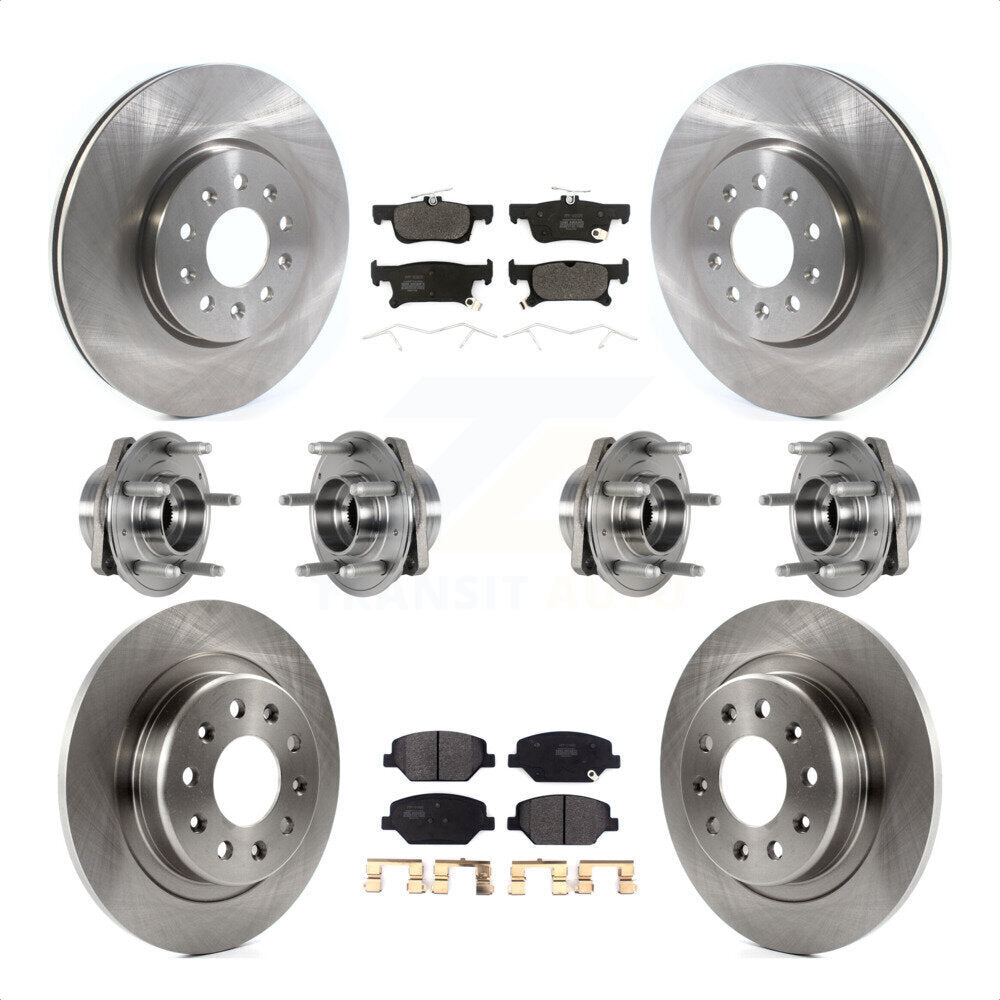 Front Rear Hub Bearings Assembly Disc Brake Rotors And Semi-Metallic Pads Kit (10Pc) For Buick Envision With 288mm Diameter Rotor KBB-123975 by Transit Auto