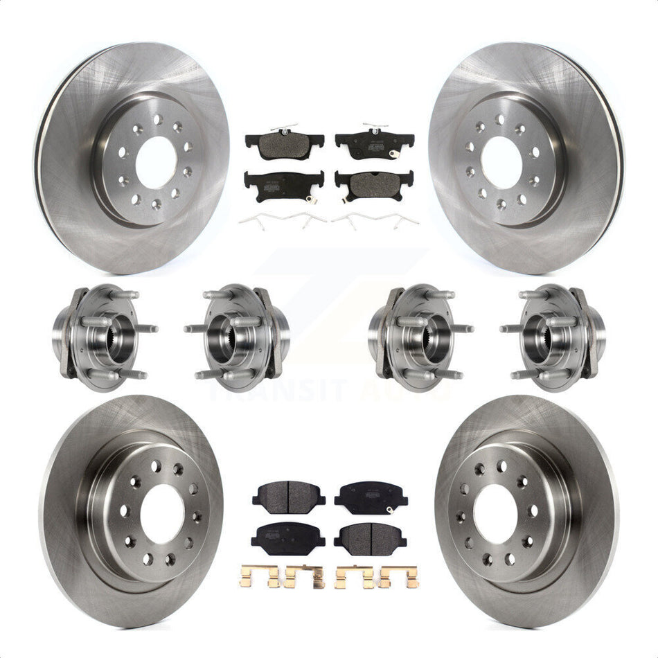 Front Rear Hub Bearings Assembly Disc Brake Rotors And Semi-Metallic Pads Kit (10Pc) For Buick Envision With 288mm Diameter Rotor KBB-123975 by Transit Auto