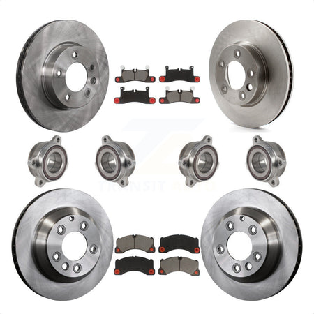 Front Rear Hub Bearings Assembly Disc Brake Rotors And Ceramic Pads Kit (10Pc) For 2016 Volkswagen Touareg KBB-123983 by Transit Auto