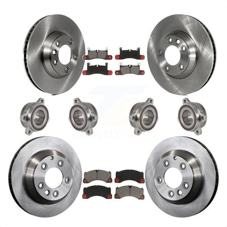 Front Rear Hub Bearings Assembly Disc Brake Rotors And Ceramic Pads Kit (10Pc) For Porsche Cayenne KBB-123984 by Transit Auto