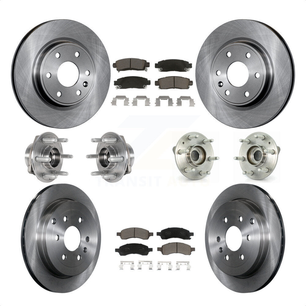 Front Rear Hub Bearings Assembly Disc Brake Rotors And Ceramic Pads Kit (10Pc) For 2017 Buick Enclave AWD KBB-123991 by Transit Auto