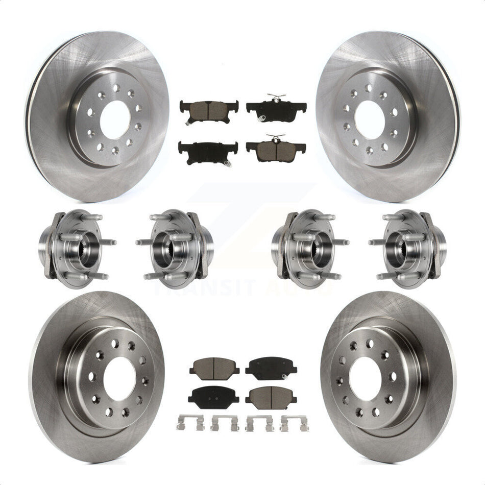 Front Rear Hub Bearings Assembly Disc Brake Rotors And Ceramic Pads Kit (10Pc) For Buick Envision With 288mm Diameter Rotor KBB-123992 by Transit Auto